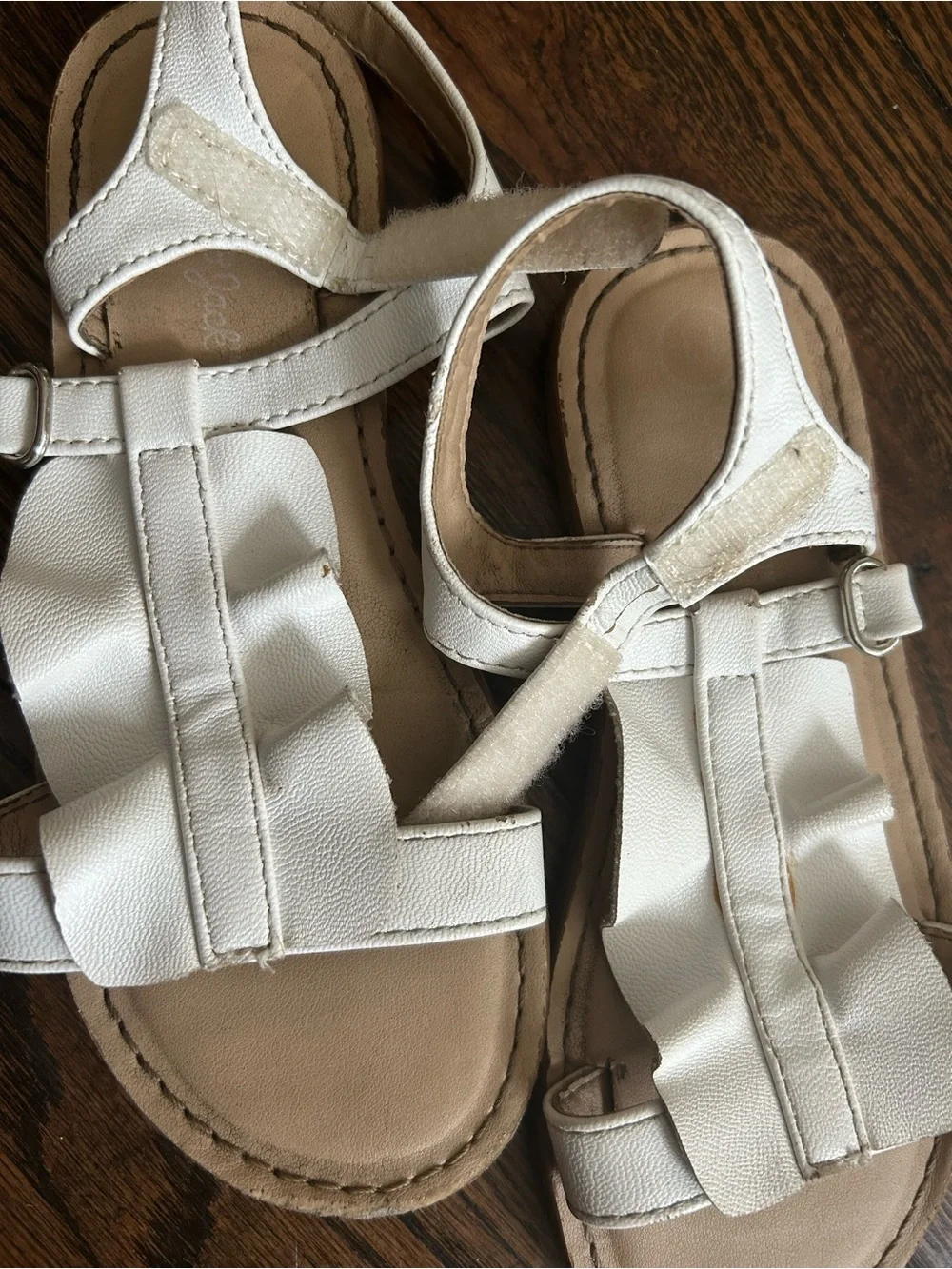 Girls White Ruffle Strap Sandals & Black Ballet Flats Set